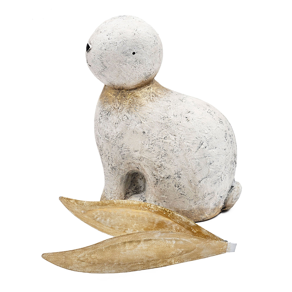 13.8x6.1x20.9" White Magnesium Rabbit Figurine with Gold Iron Ears - image 8