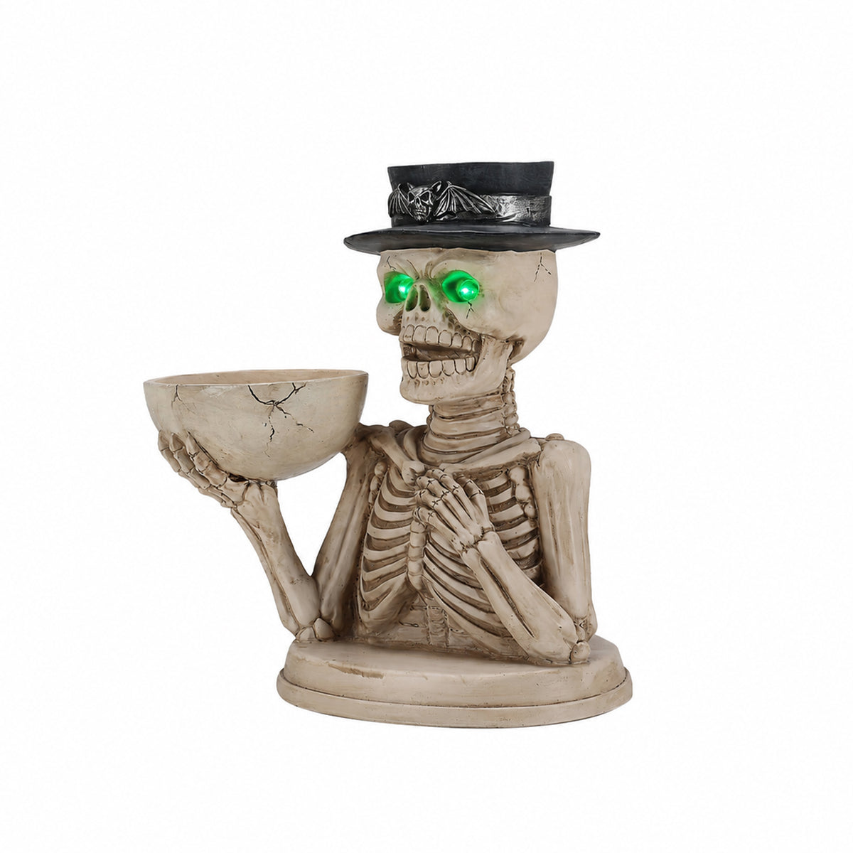 Halloween Skeleton Figurine with Storage Bowl & Candle Holder, Spooky Halloween Decor for Indoor Home - image 6
