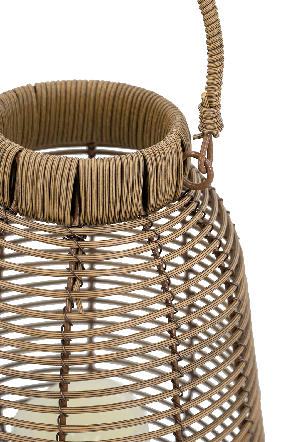 7.9x7.9x10.6" Brown Poly Rattan Lantern With White LED Candle - image 4
