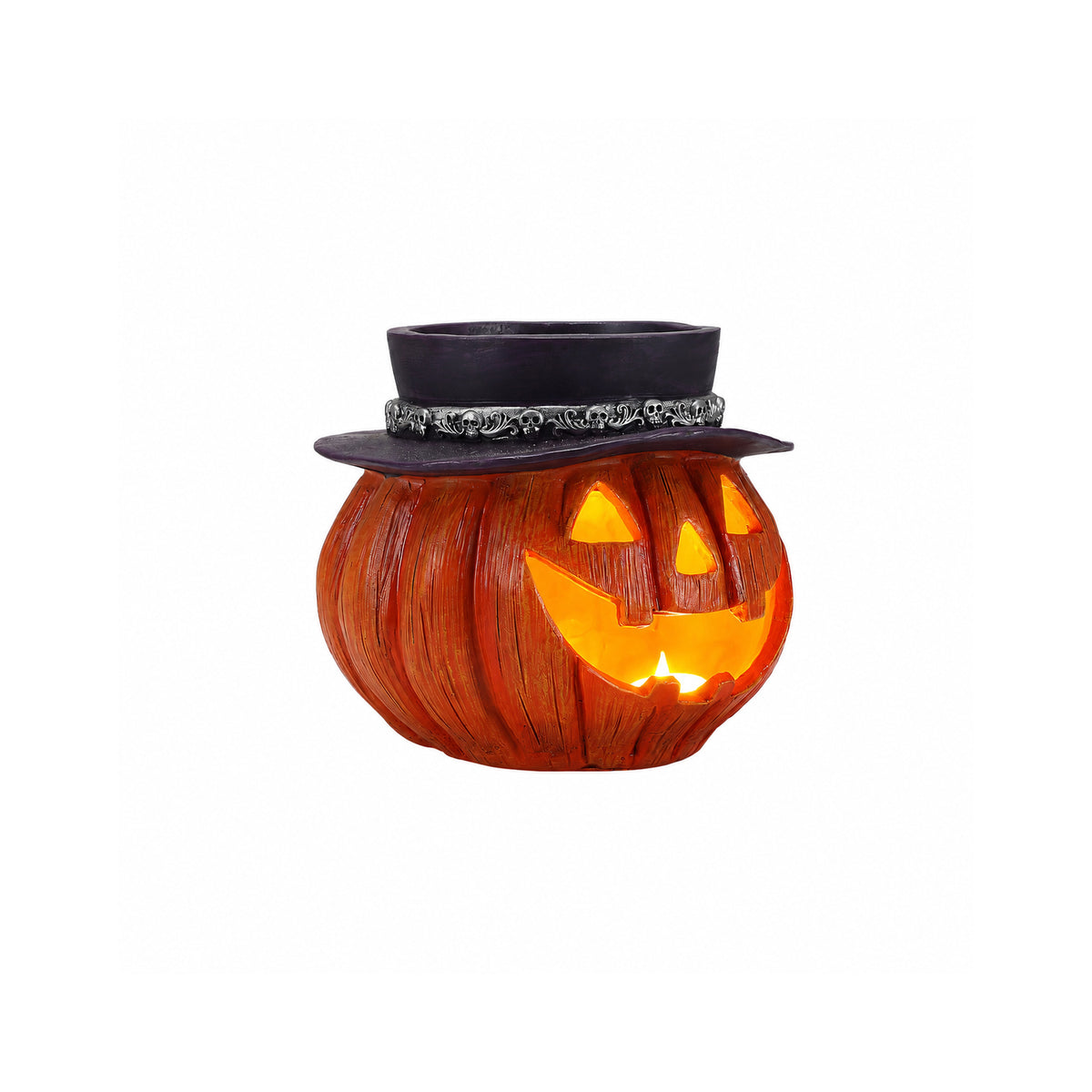 Halloween Pumpkin Candy Bowl with Witch Hat, Light Up Jack O Lantern Decoration, Spooky Tabletop Storage Container for Home Party Decor - image 7