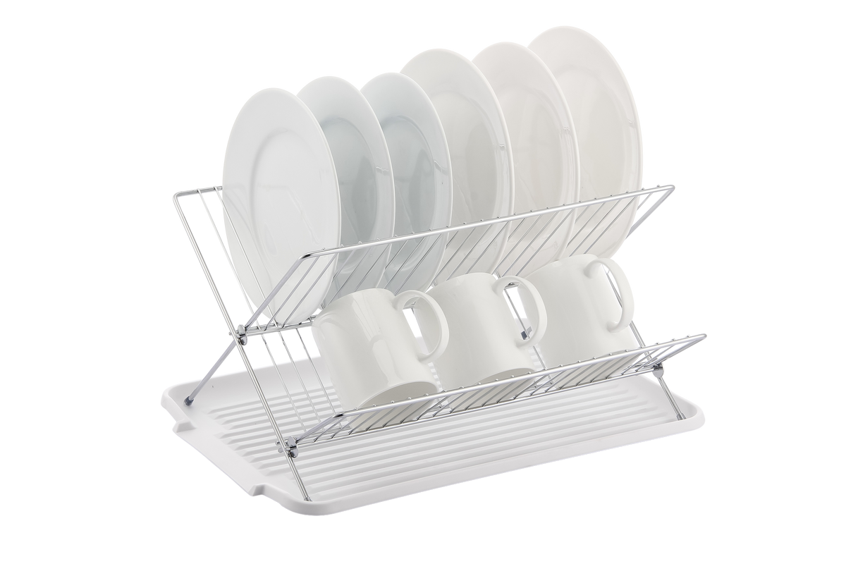 17 Inch X Shaped Stainless Steel 2-Tier Dish Rack for Kitchen Counter
