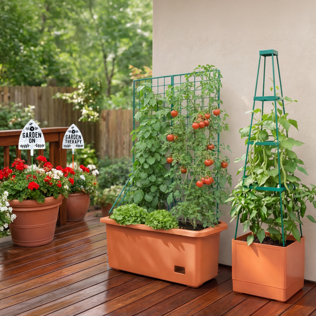 Vegetable Planter With Wheels And Trellis - 58 Inch Self Watering