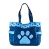 Quilted Cat or Paw Print Totes - Navy Paw