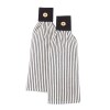 Sets of 2 Ticking Stripe Hanging Kitchen Towels - Black