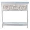 Slim Carved Design Console Tables with Hidden Storage - White