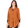 Button-Front Sweater Ponchos - Camel Small/Medium