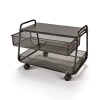 Two-Tier Office Cart with Storage - Black