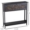 Slim Carved Design Console Tables with Hidden Storage - Black