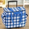 Rolling Sewing Machine Totes - Navy Buffalo Check