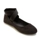 Women's Ankle Strap Ballerina Flats - Black 6