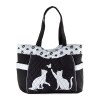 Quilted Cat or Paw Print Totes - Black Cat