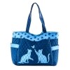 Quilted Cat or Paw Print Totes - Navy Cat