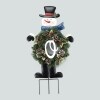 Solar Snowman Stake with Monogram Wreath - O