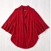 Button-Front Sweater Ponchos - Red Small/Medium