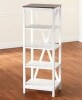 Two-Tone Farmhouse Living Room Collection - White 4-Tier Shelf