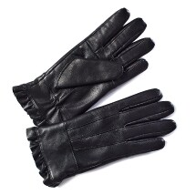 Fleece-Lined Leather Gloves - Ruffle Medium