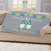 Personalized One Lucky Shamrock Sherpa Throw