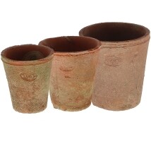 Set of 3 Aged Terra Cotta Flower Pots