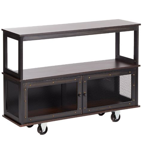 Industrial-Style Rolling Buffet Carts - Black