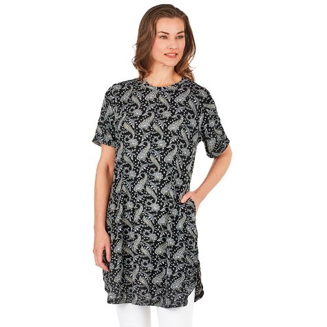 Soft T-Shirt Dress with Pockets - Paisley Medium