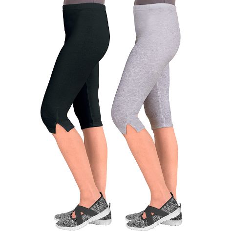 Women's Sets of 2 Capri Leggings - Black/Gray Medium