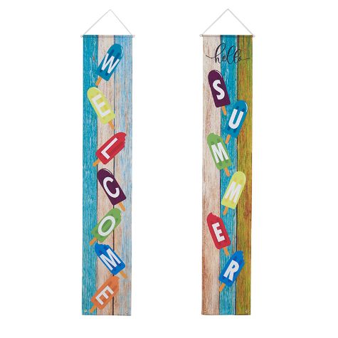 Hello Summer Porch Decor - Popsicle Set of 2 Banners