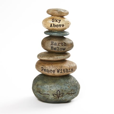 Stacked Sentiment Rock Figurines - Sky, Earth, Peace