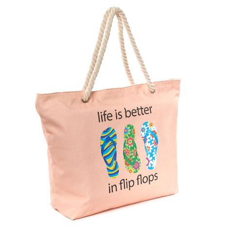 Oversized Rope Handle Tote Bags - Flip-Flop