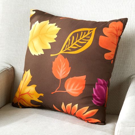Country Leaves Window Curtains or Accent Pillows - Chocolate Accent Pillow
