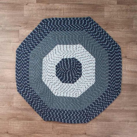 Country Braided Octagon-Shaped Rugs - Navy 48"