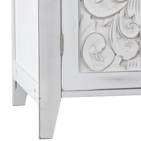 Carved Design Storage Cabinets - White