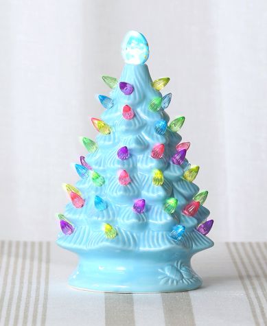 Retro Lighted Ceramic Easter Accents - Blue Large Tabletop Tree