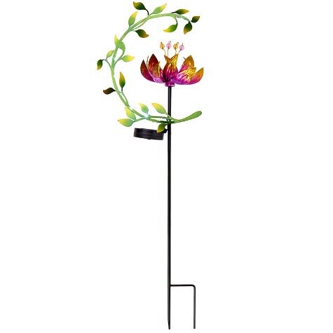 Solar Flower and Leaves Stakes - Red