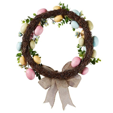 16" Egg Wreath with Burlap Bow
