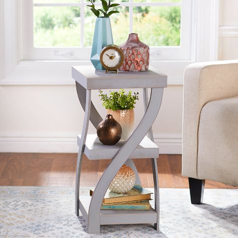 Antique Finish Twisted Side Tables - Distressed Gray