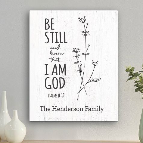 Personalized Inpirational Canvas - Be Still & Know 11 x 14