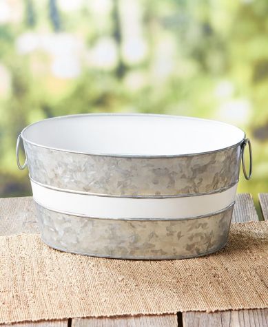Galvanized Metal Serving Pieces - Oval Party Tub