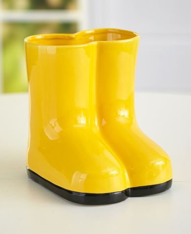 Colorful Rain Boot Vases - Yellow