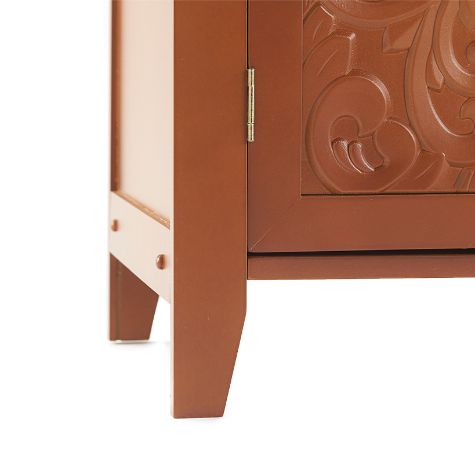 Carved Design Storage Cabinets - Walnut