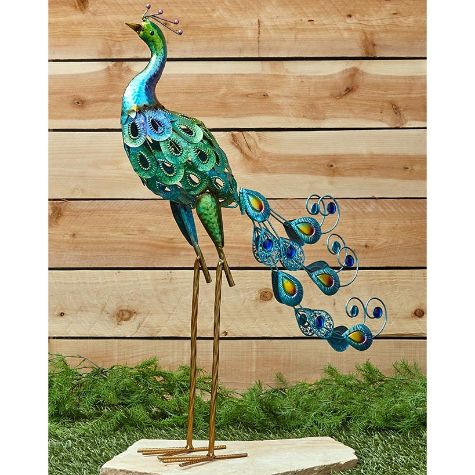 Colorful Metallic Bird Decor - Peacock