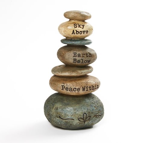 Stacked Sentiment Rock Figurines - Sky, Earth, Peace