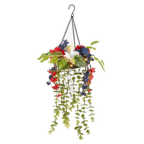 Solar Hanging Flower Arrangements - Patriotic