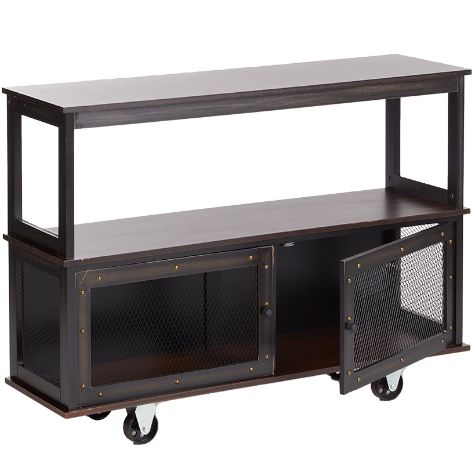 Industrial-Style Rolling Buffet Carts - Black