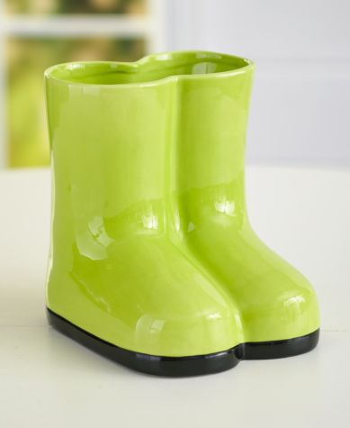 Colorful Rain Boot Vases - Green
