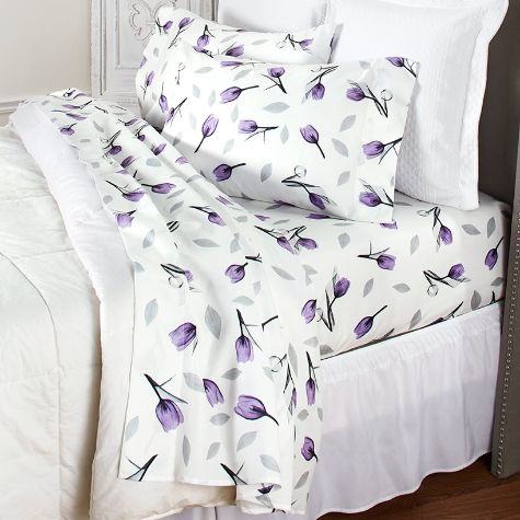 Purple Tulip Printed Sheet Set - Full Sheets