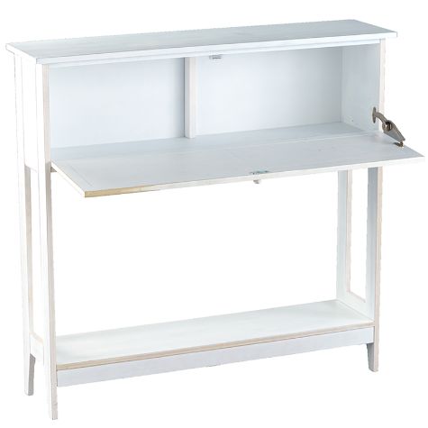 Slim Carved Design Console Tables with Hidden Storage - White