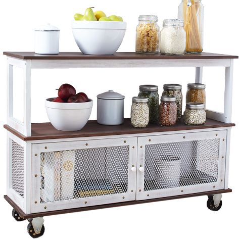 Industrial-Style Rolling Buffet Carts - White