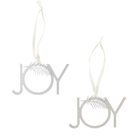 Sets of 2 Metal Word Ornaments - Joy