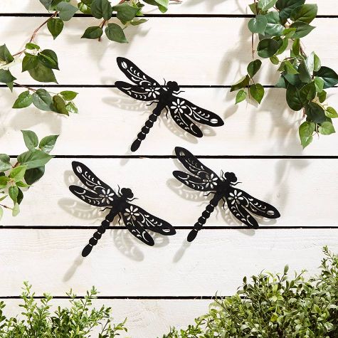 Metal Wall Decor Trio with Cutout Detail - Dragonflies