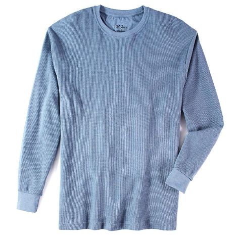 Men's Waffle Knit Thermal Shirts - Blue Medium